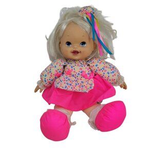 Vintage 90s Talking Interactive Doll Tickle Doll 15” Blonde Hair Blue Eyes Plush